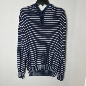 Vince 100% Linen Striped Pullover Hoodie